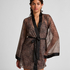 Leopard Mesh Kimono, Black