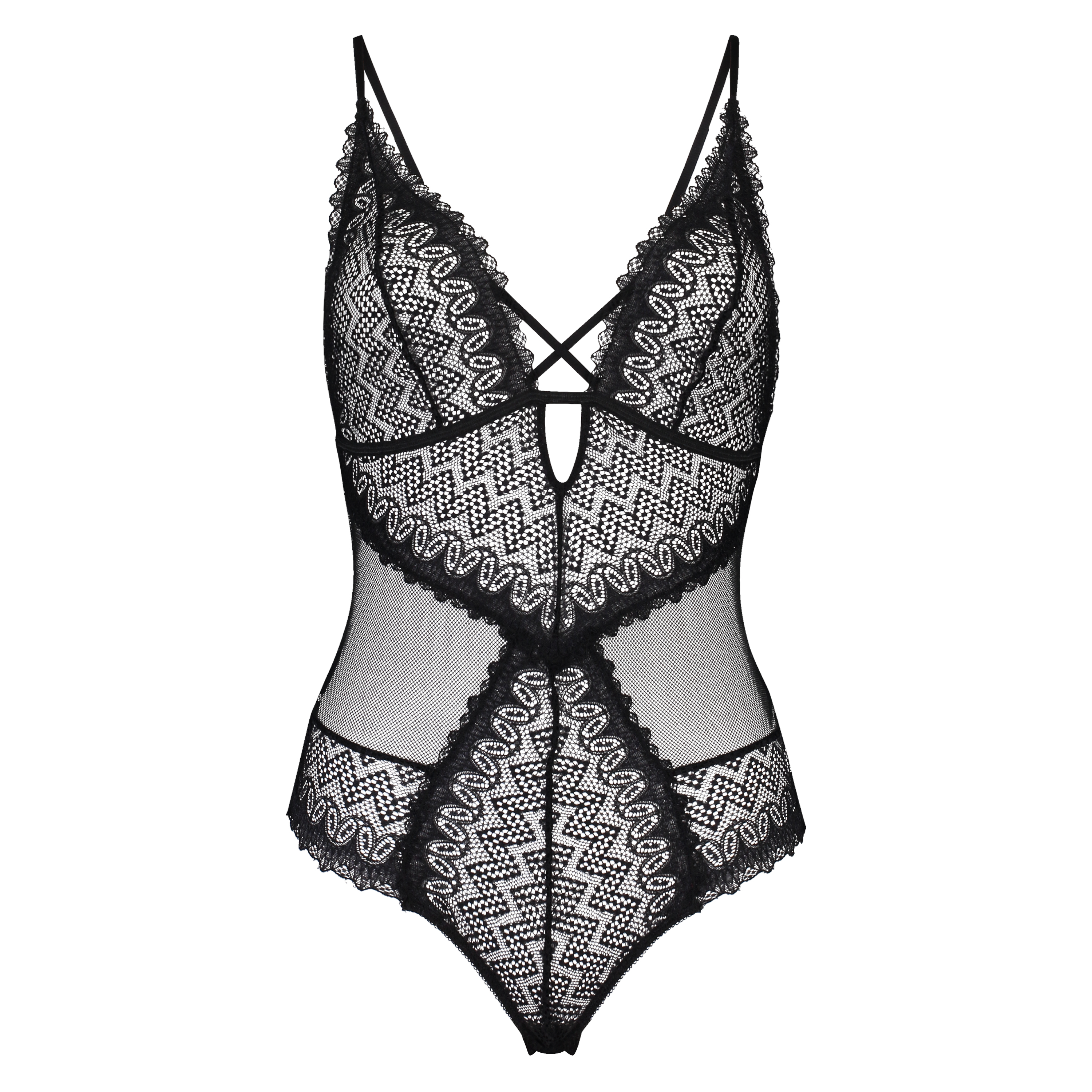 Geo Lace Body, Black, main