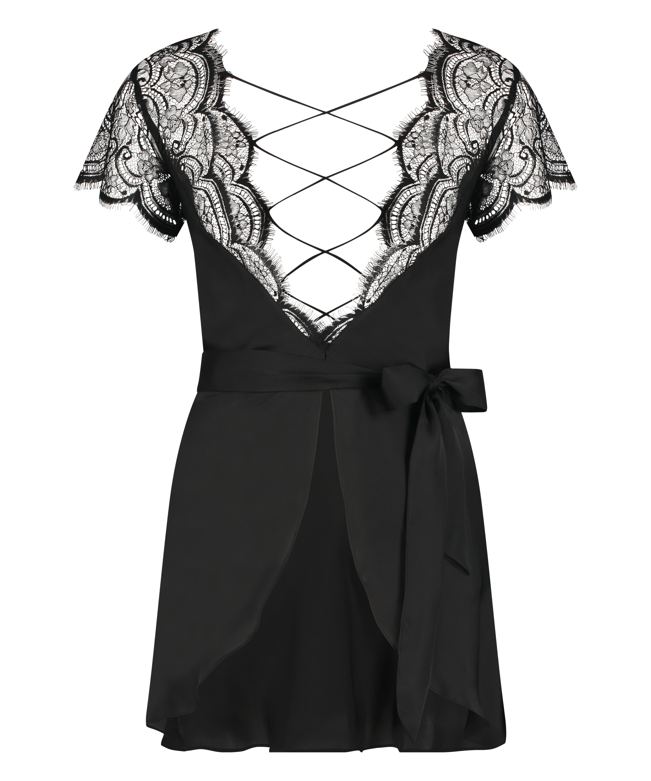 Coco satin kimono, Black, main