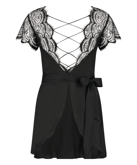 Coco satin kimono, Black