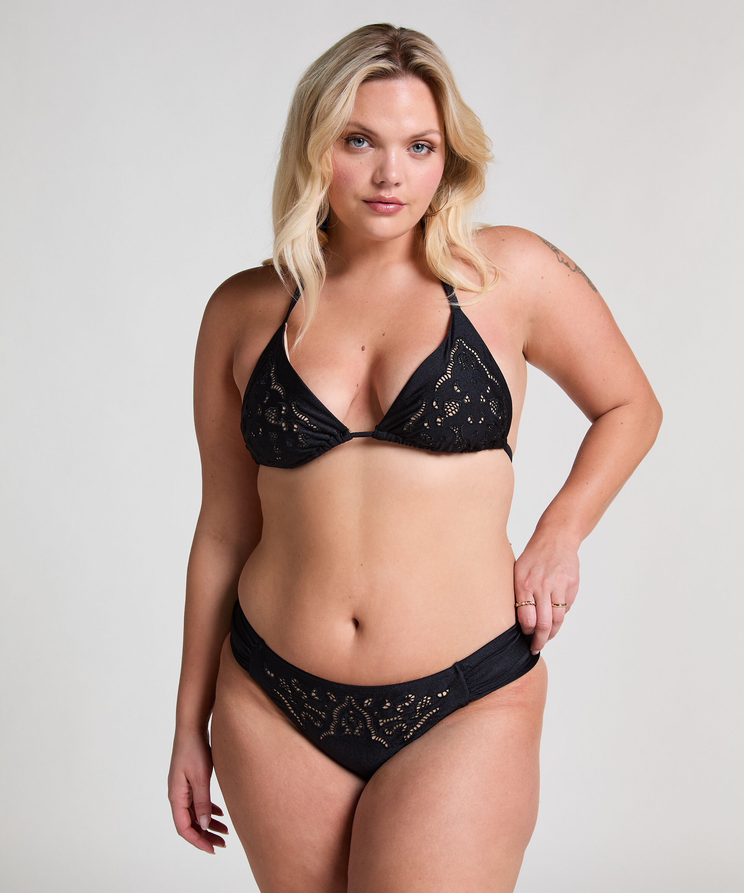 Boho Triangle Bikini Top, Black