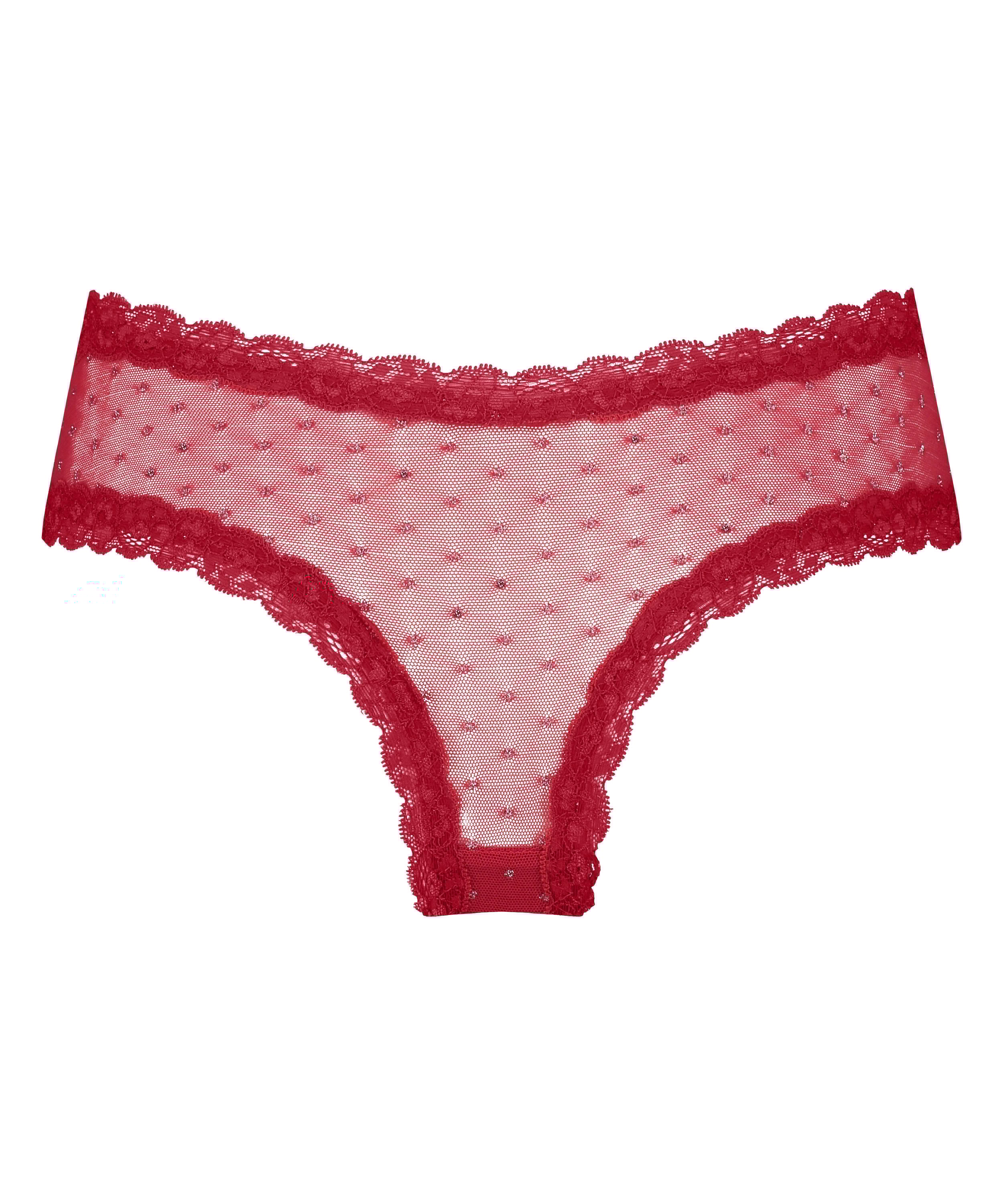 V-shaped Brazilian knickers mesh, Red, main