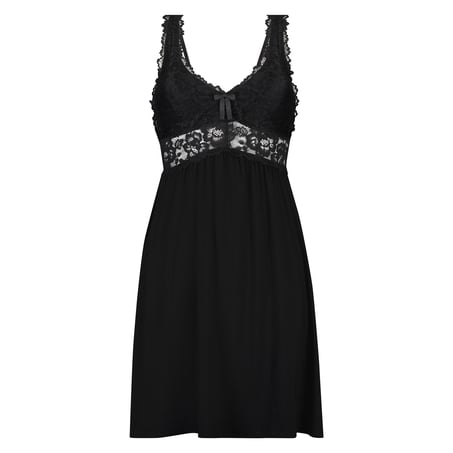 Nora Lace Slip Dress, Black