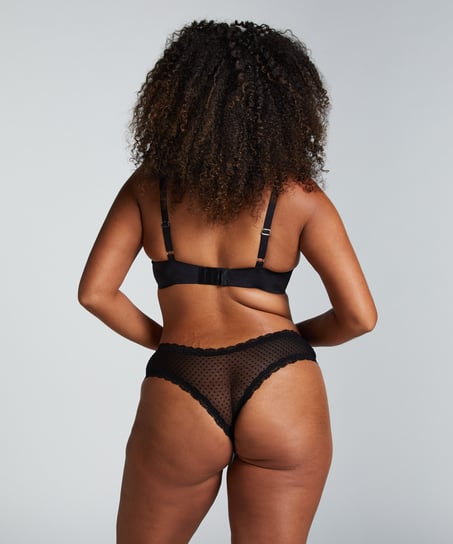 V-shaped Brazilian knickers mesh, Black