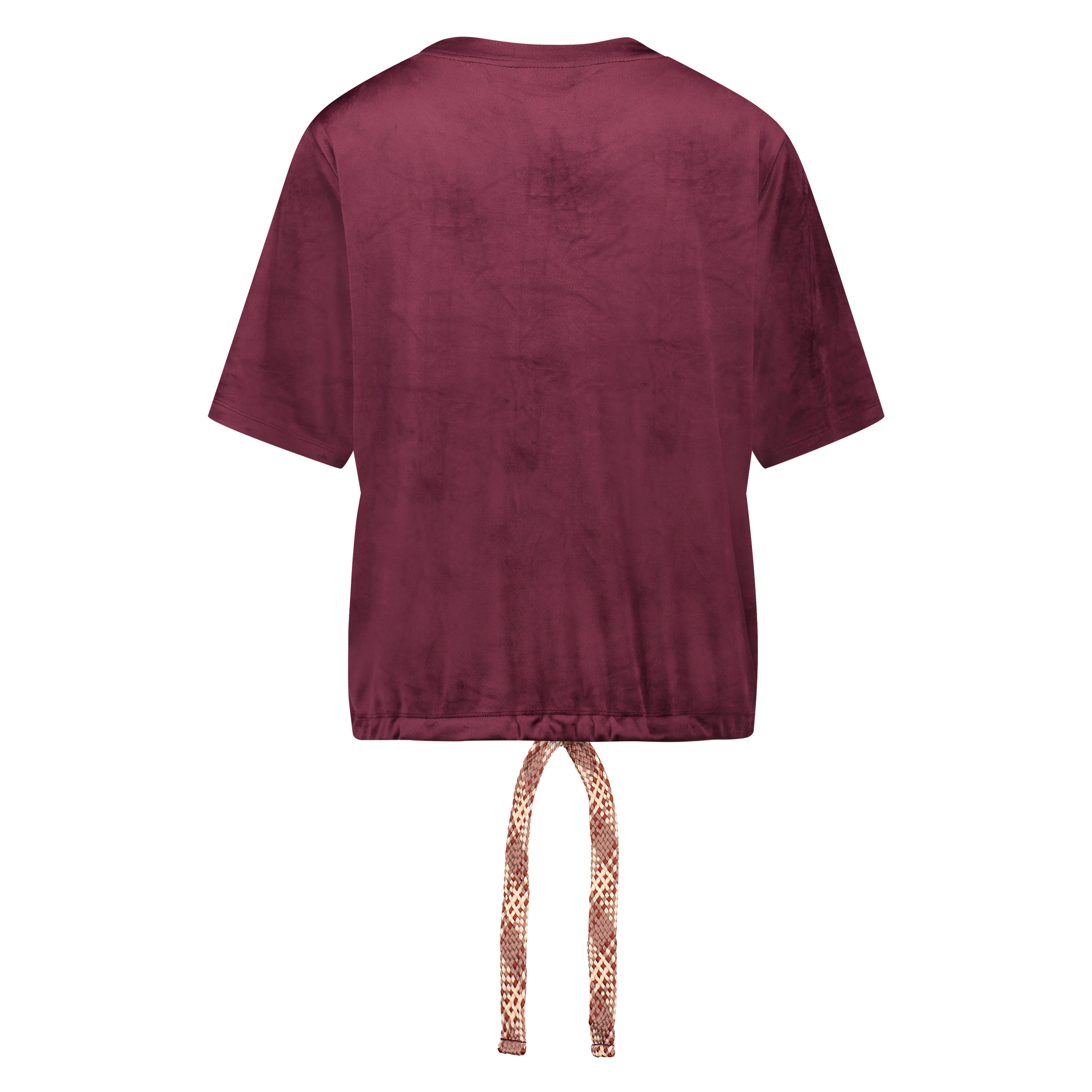 Short-sleeve velours top, Red, main