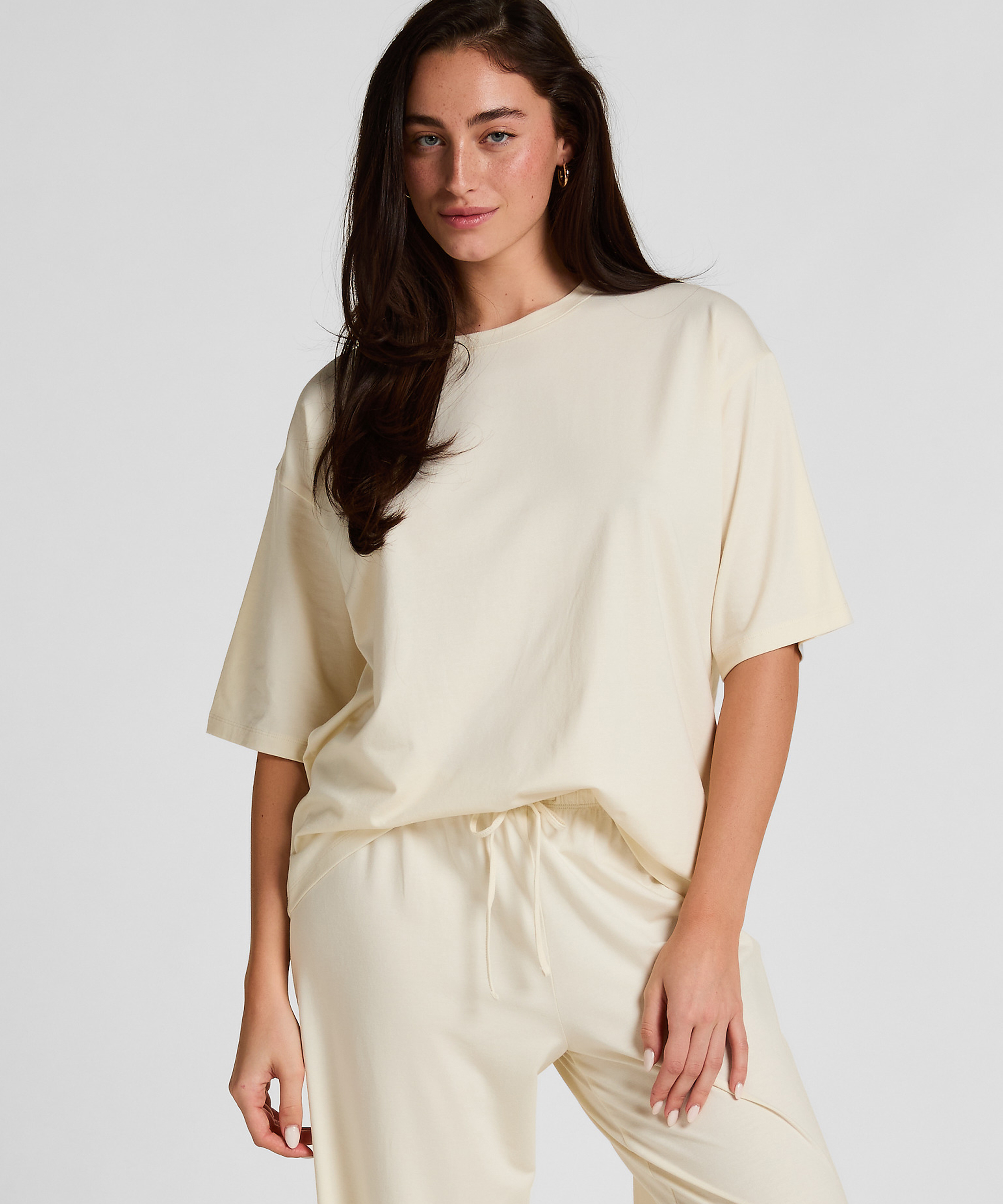 Pyjama Top Loose, White, main