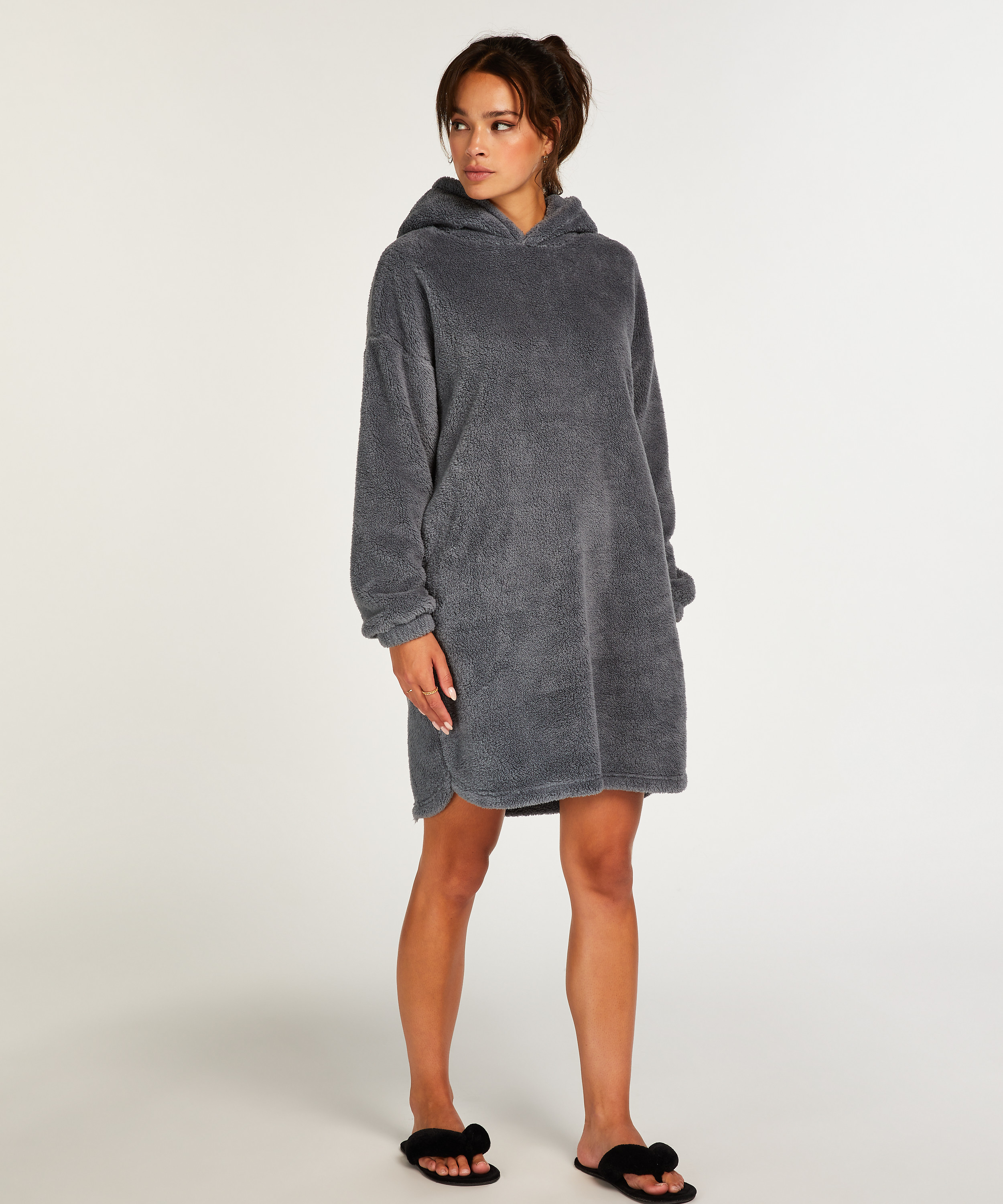 Snuggle Fleece Lounge Dress, Green, main