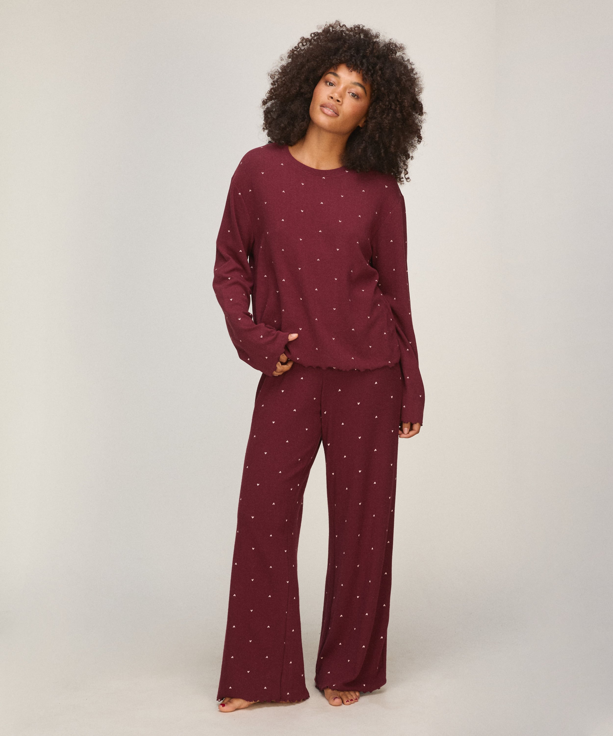 Pyjama Top Loose Pointelle, Purple, main