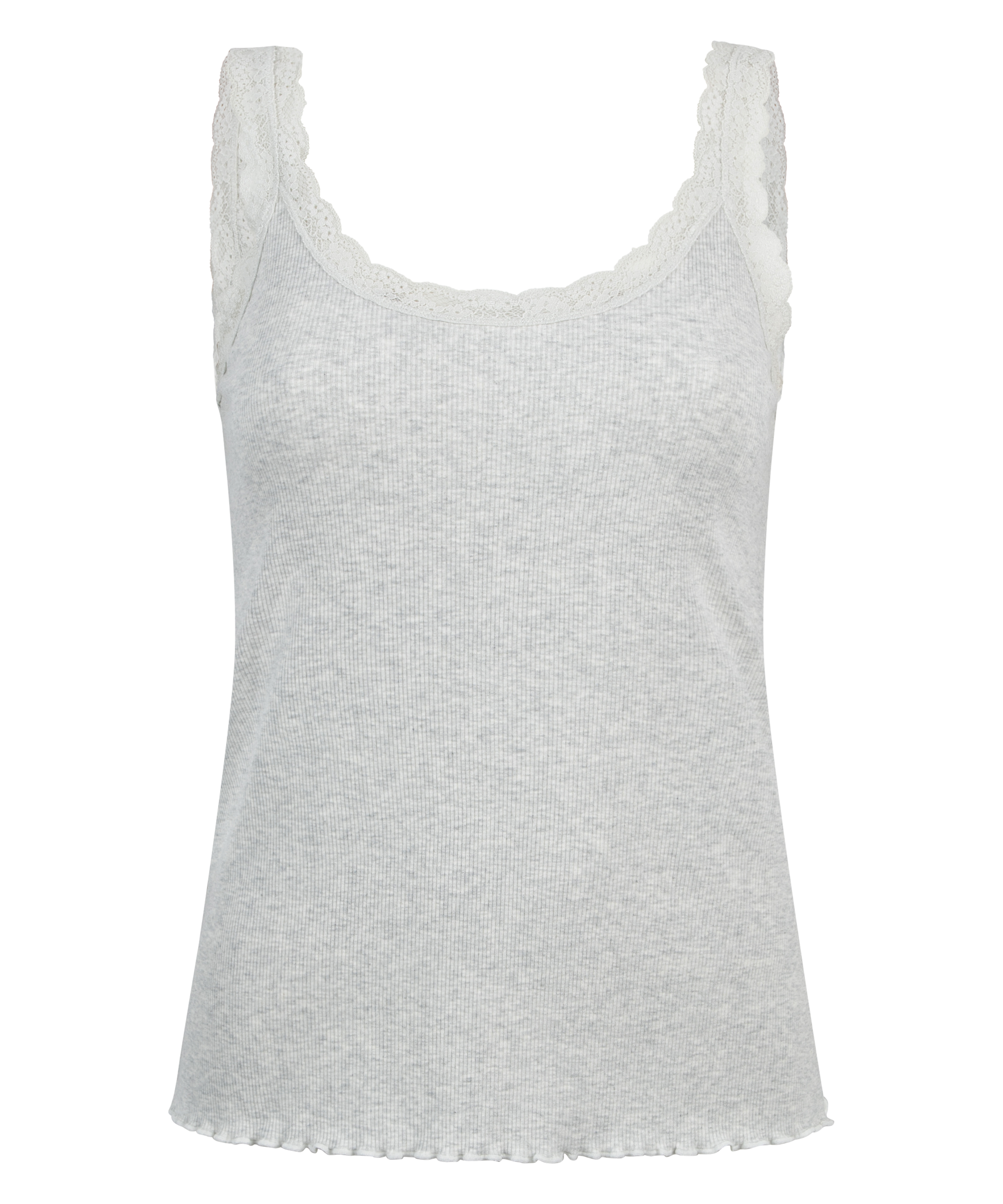 Ribbed Lace Singlet, Beige, main