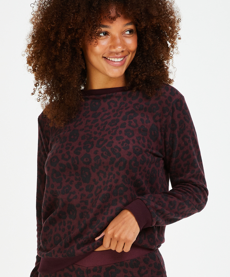 Long-Sleeved Fleece Top, Red