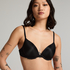 Transparent Back Multiway Padded Underwired Bra, Black