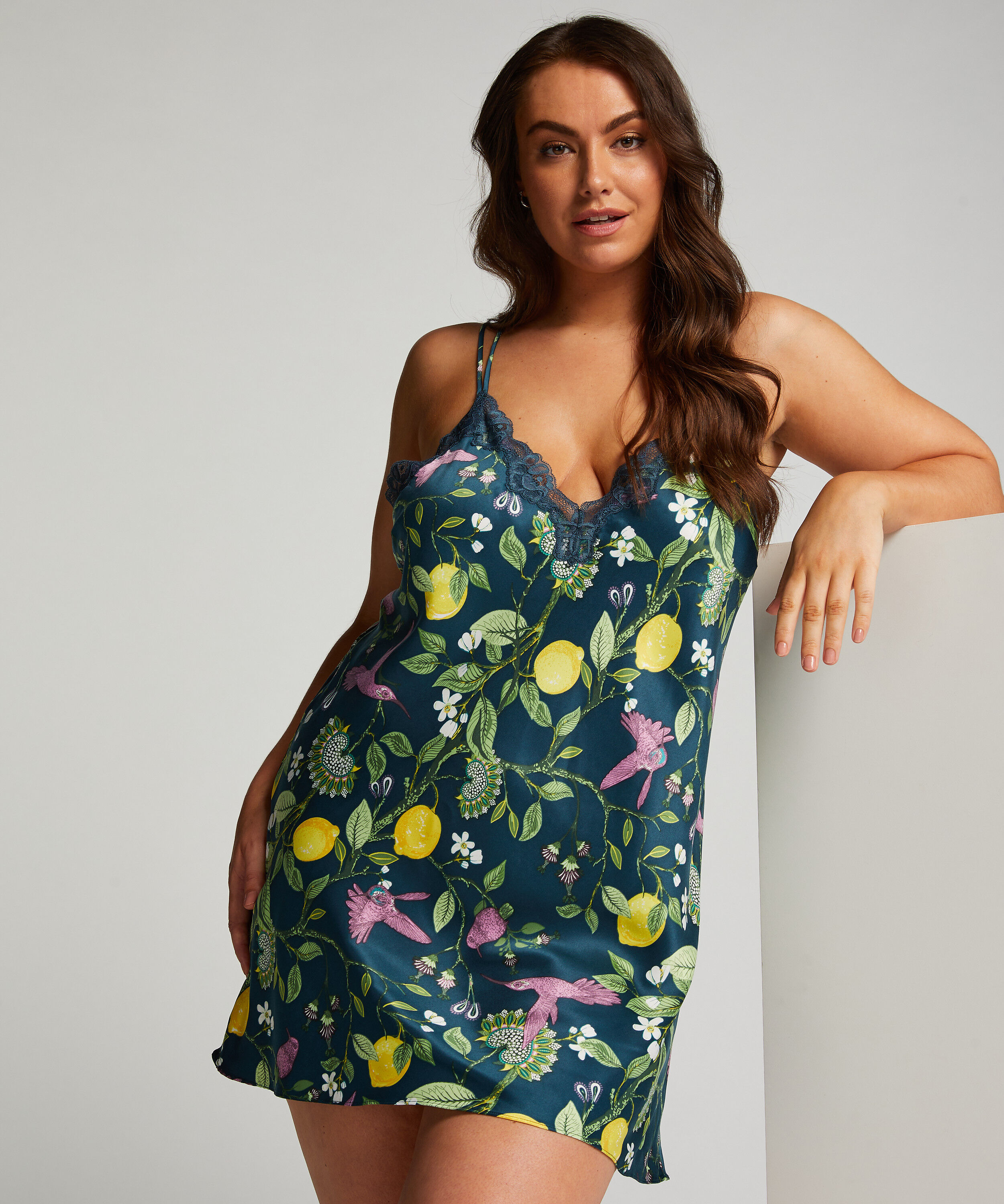 Satin slipdress, Blue