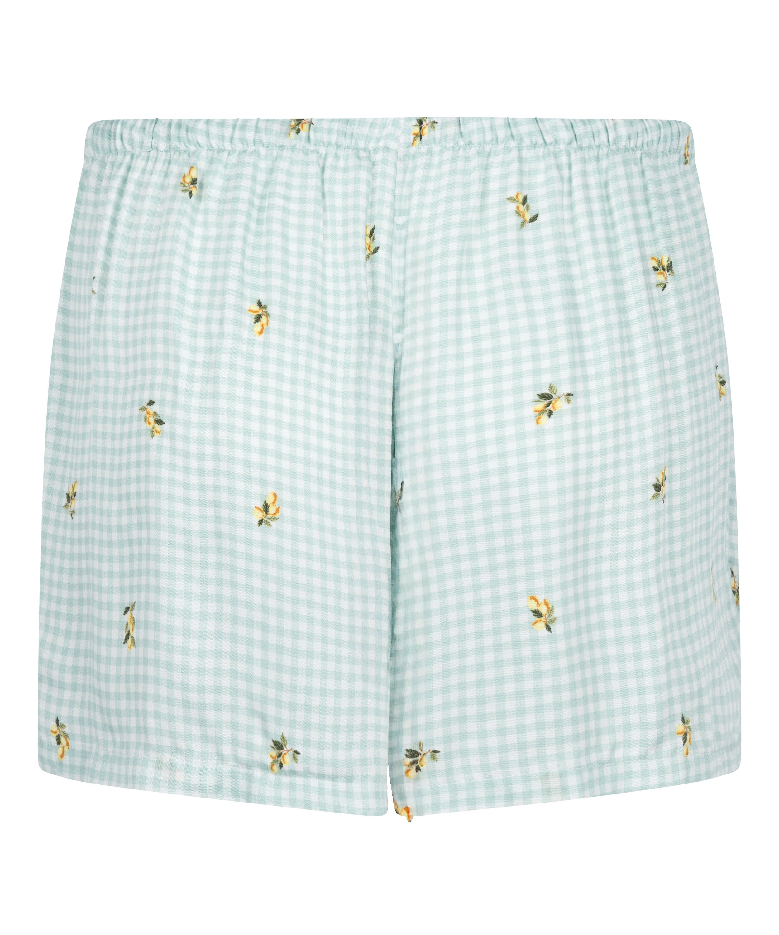 Short Viscose Check Print, Green, main
