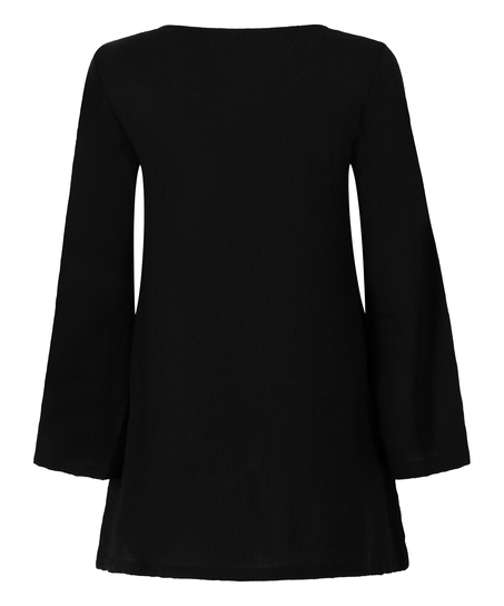 Beach Long-Sleeved Ring Dress, Black