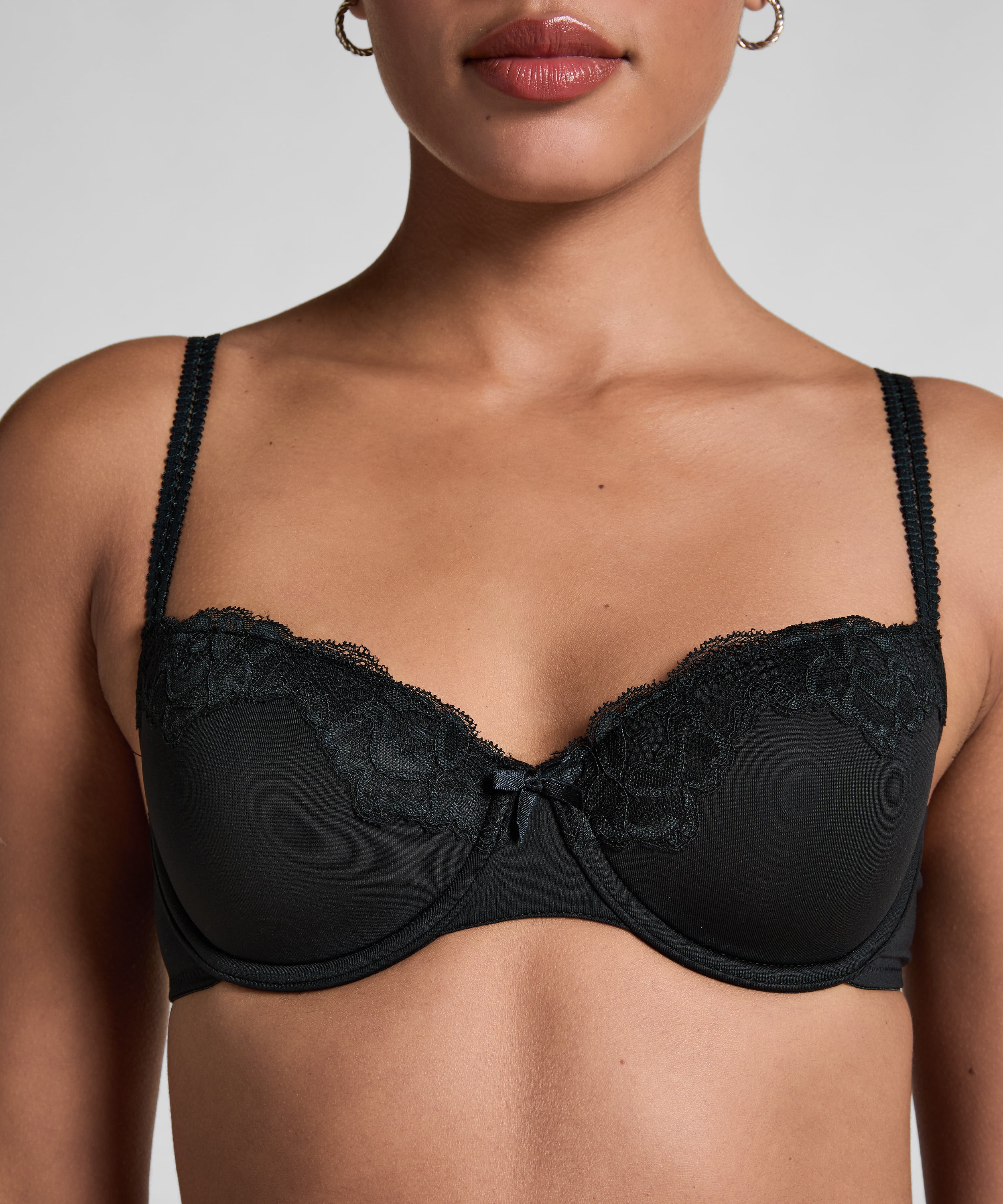 Secret Lace Padded Underwired Bra, Black, main