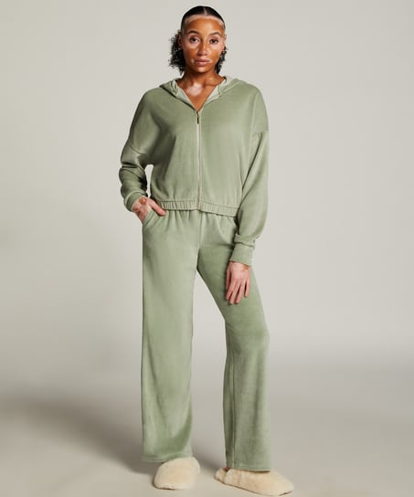 Velours Long-Sleeved Jacket, Green