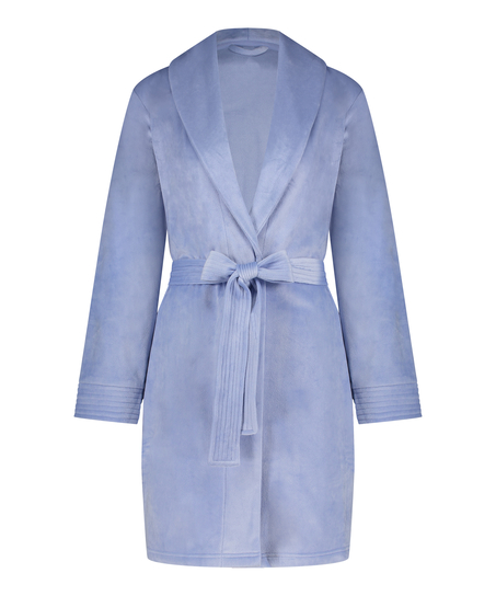 Velours short bathrobe, Blue