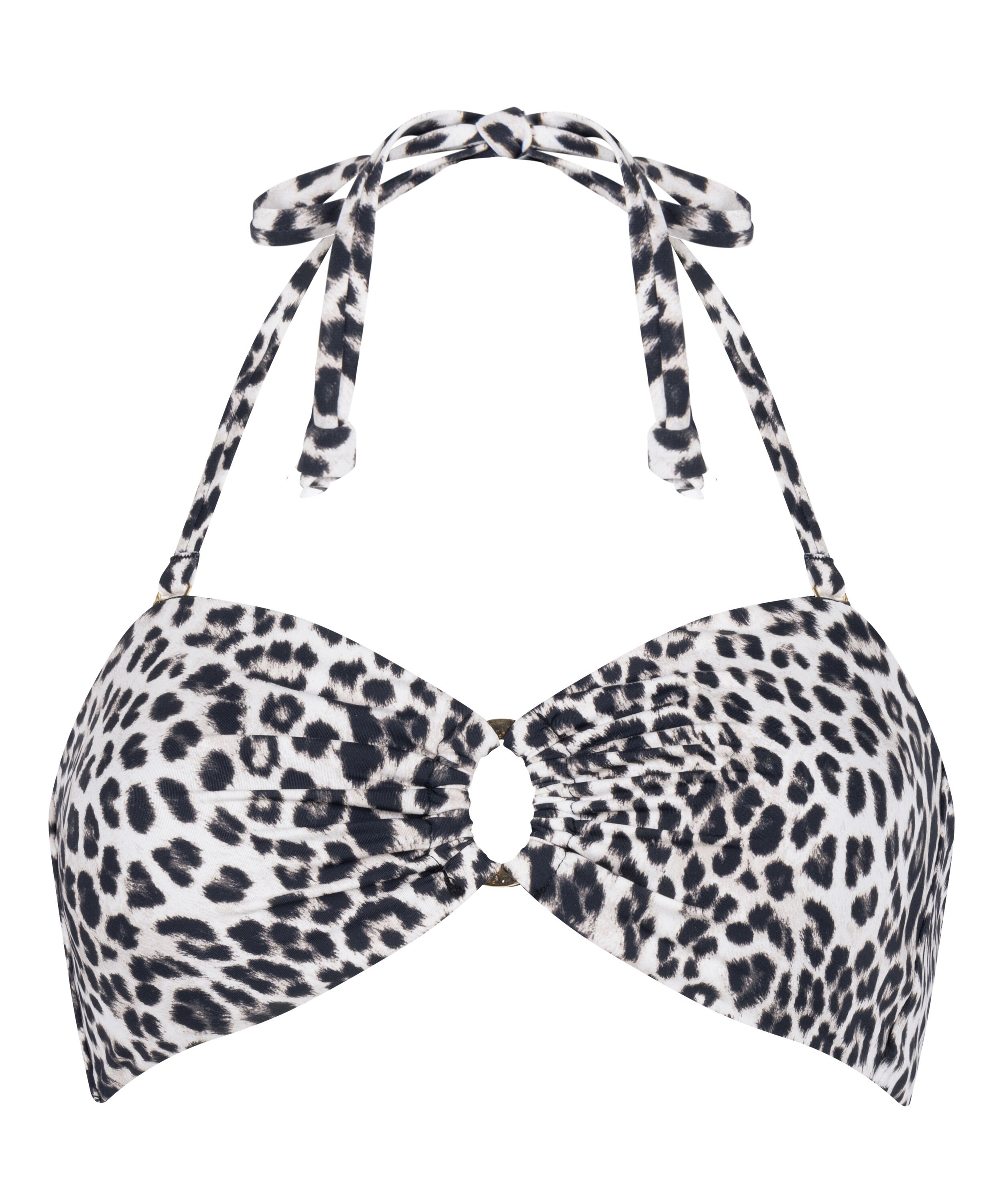 Bandeau Bikini Top Leopard, Black