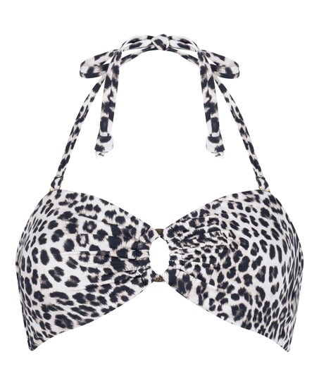 Bandeau Bikini Top Leopard, Black