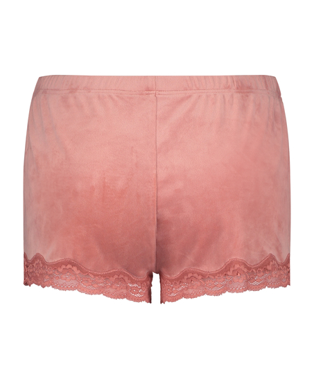 Velvet lace shorts, Pink