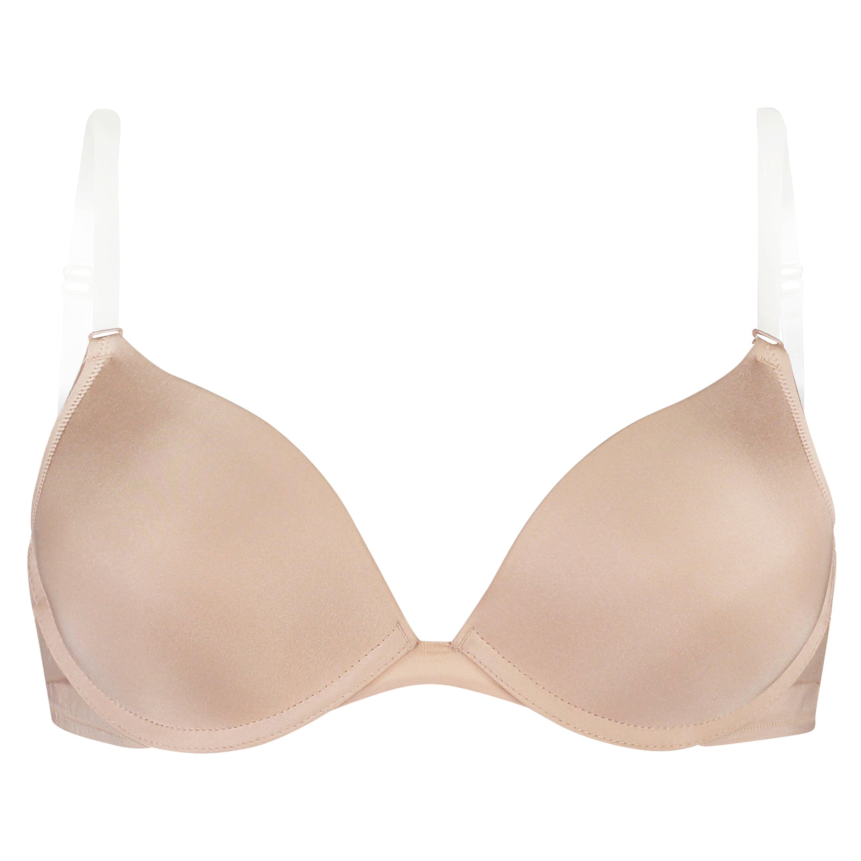 Transparent Back Padded Strapless Underwired Push-Up Bra, Beige, main