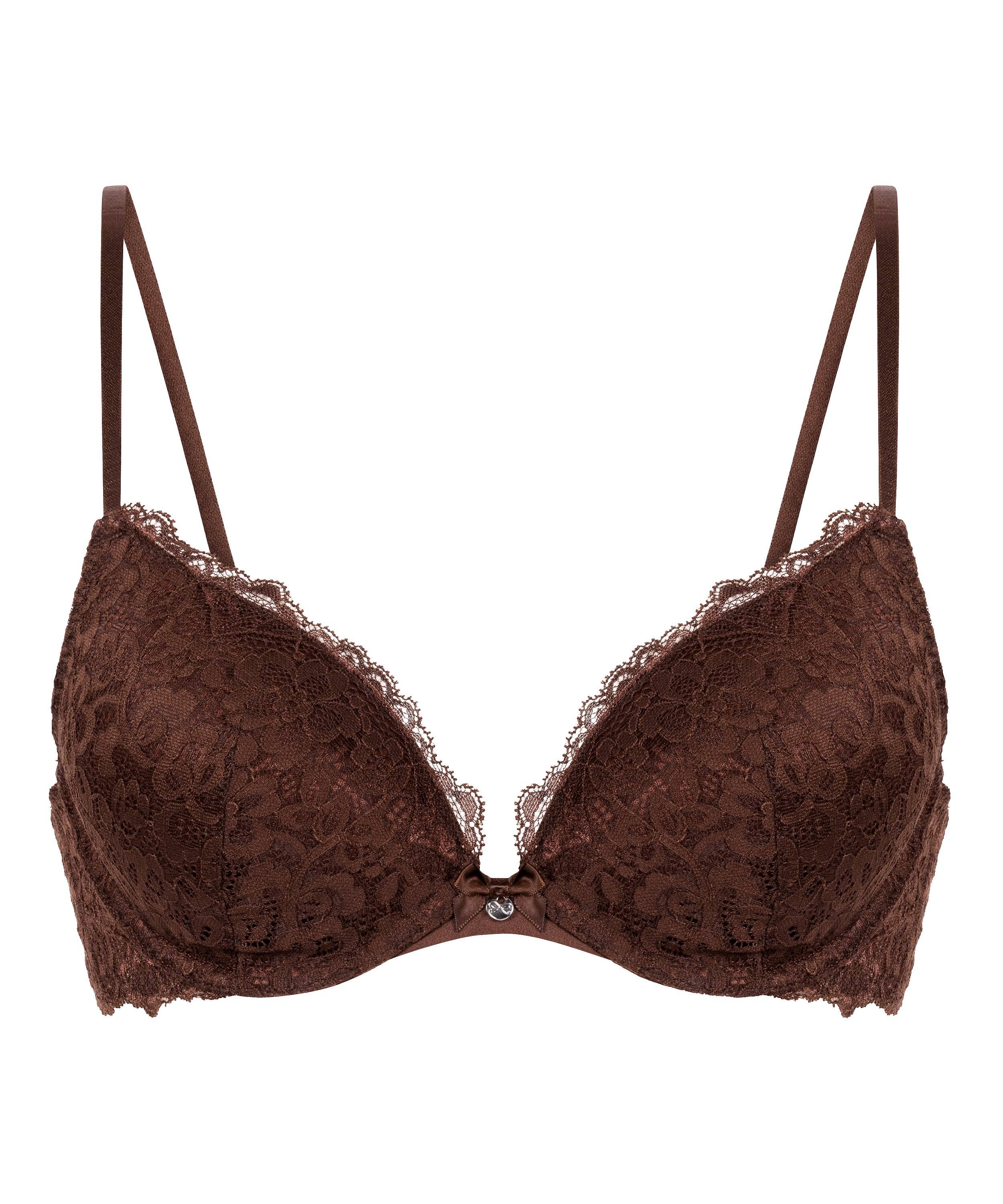 Marine Padded Push-Up Underwired Bra, Brown, main