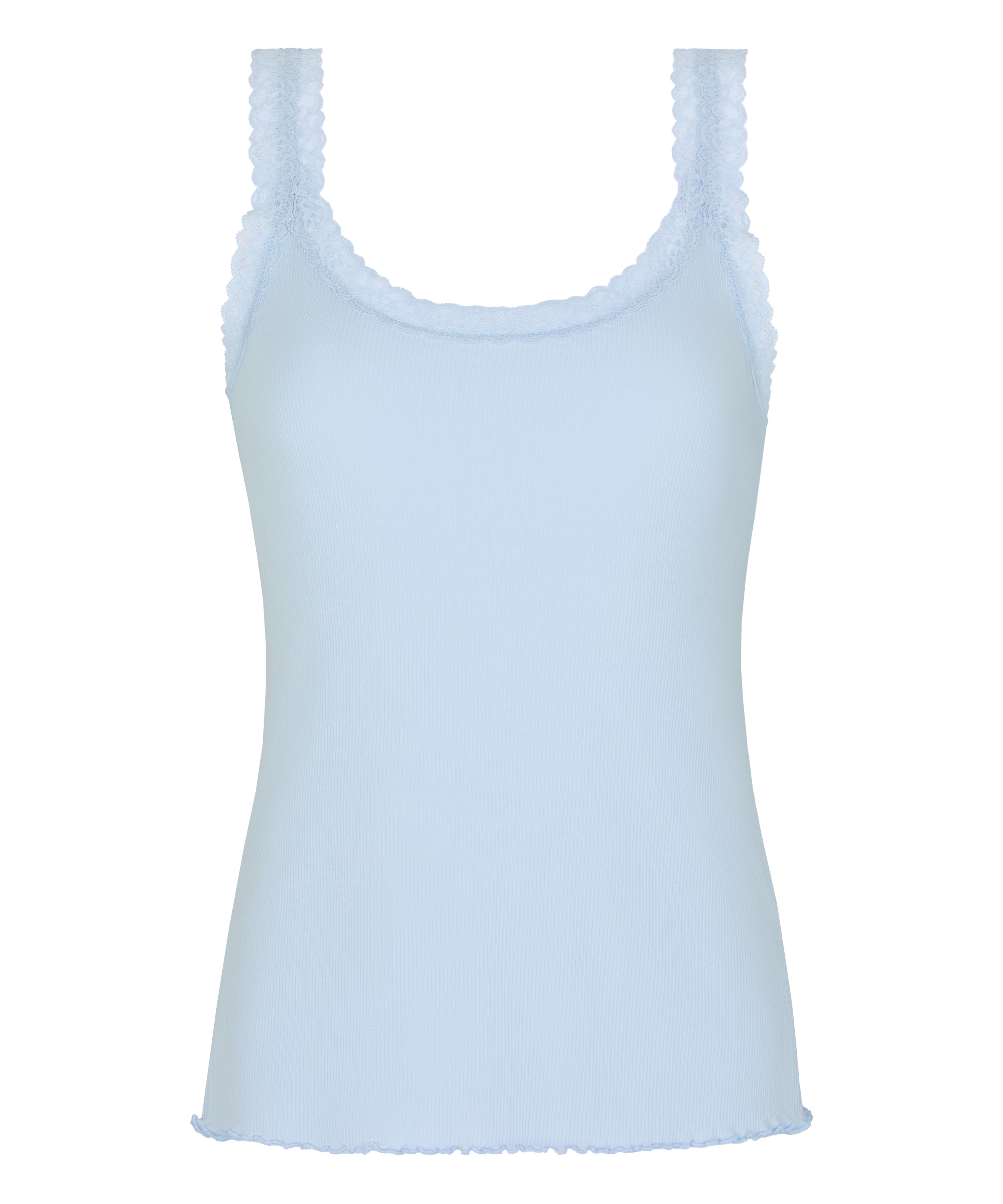 Singlet Rib Jersey Lace, Blue, main