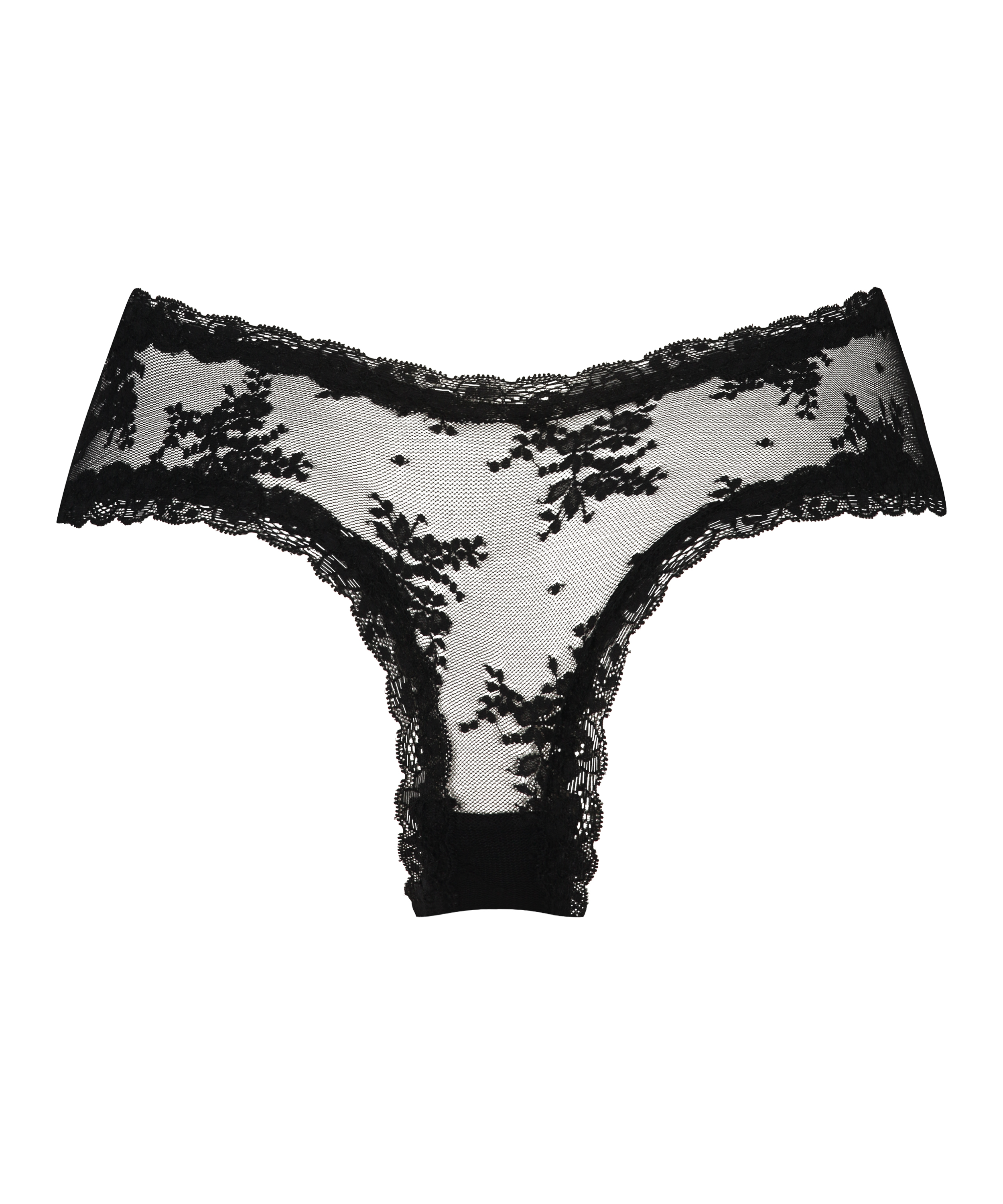 V-shaped Brazilian knickers mesh, Black, main