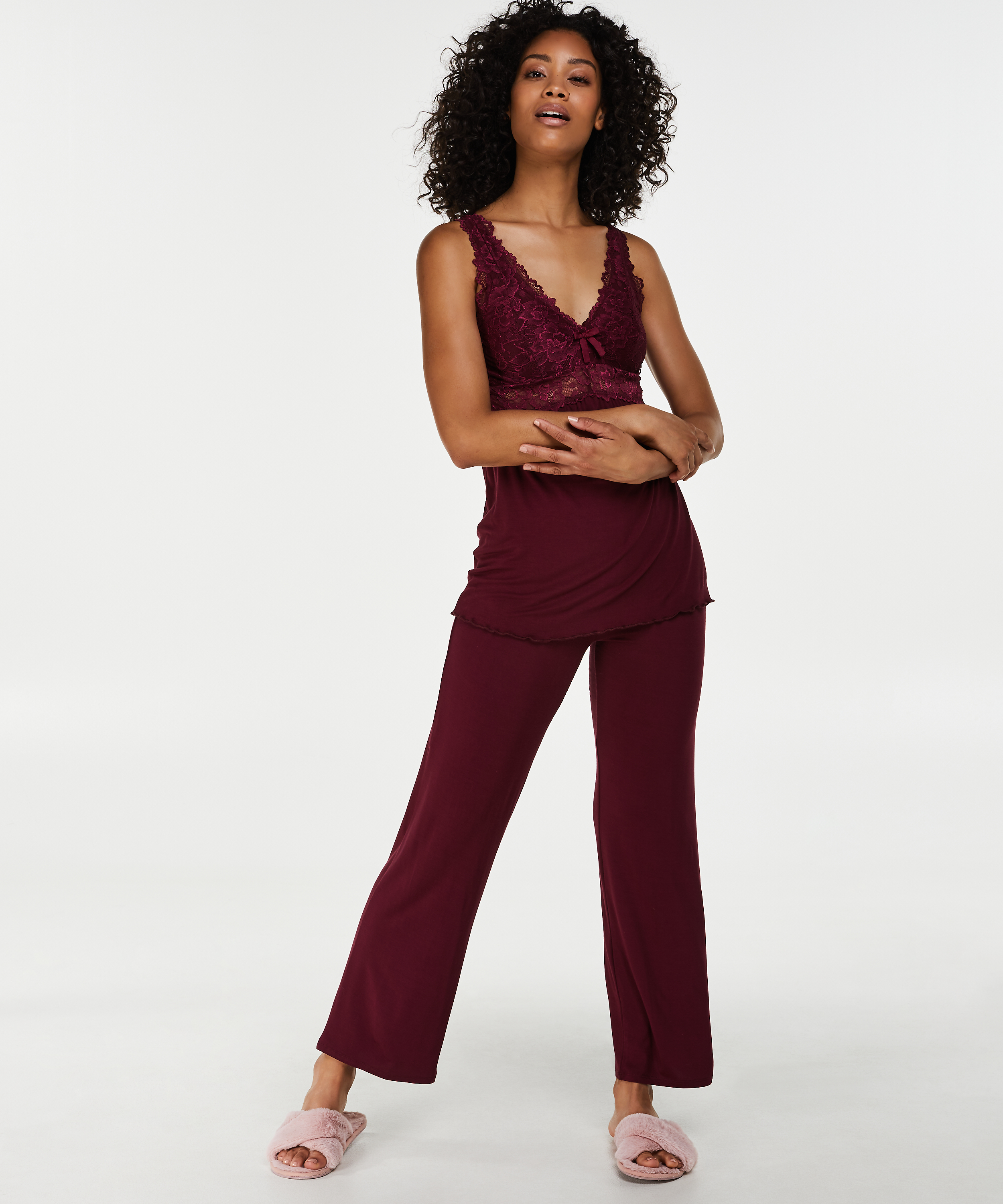 Pyjamaset Modal lace, Red, main
