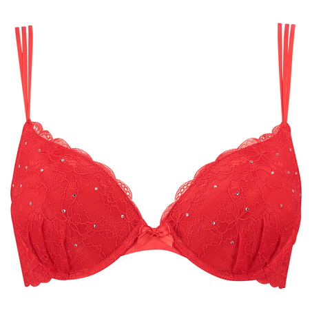 Padded underwired push-up bra Candy, Red