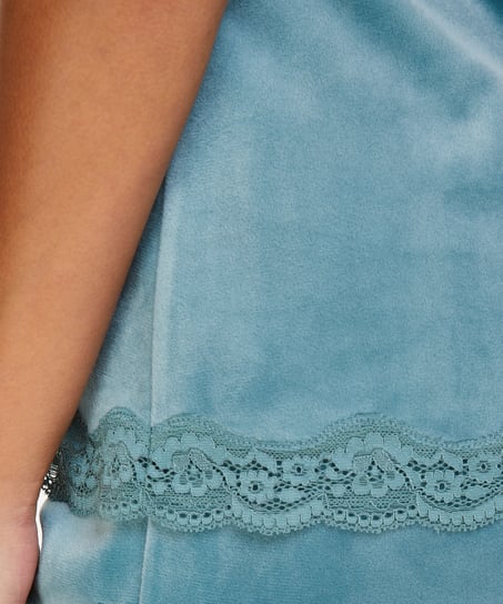 Velours Lace Cami Top, Green