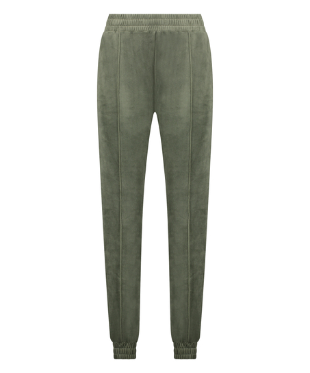 Velour Jogging Pants Pin-tucked, Green