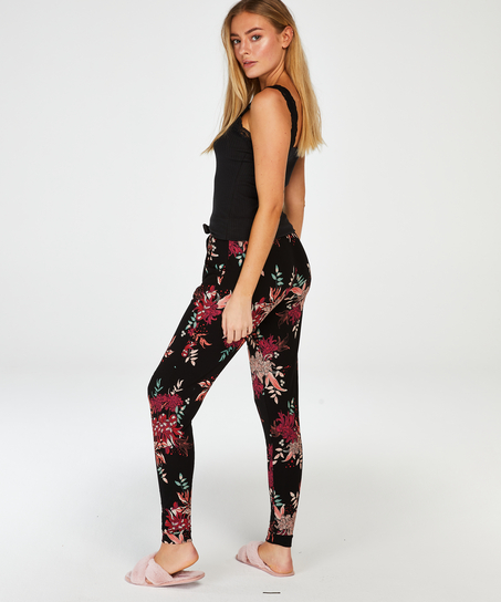 Rib lace cami top, Black