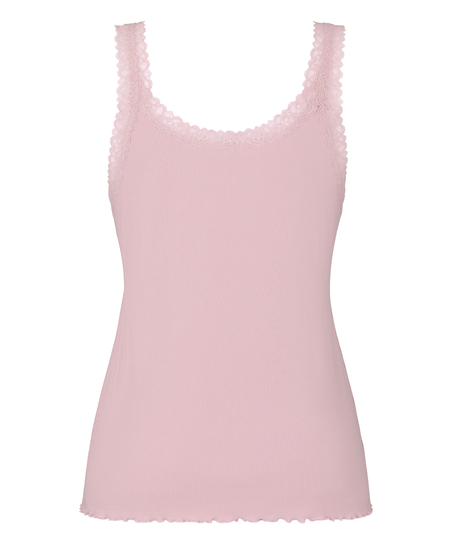 Singlet Rib Jersey Lace, Pink