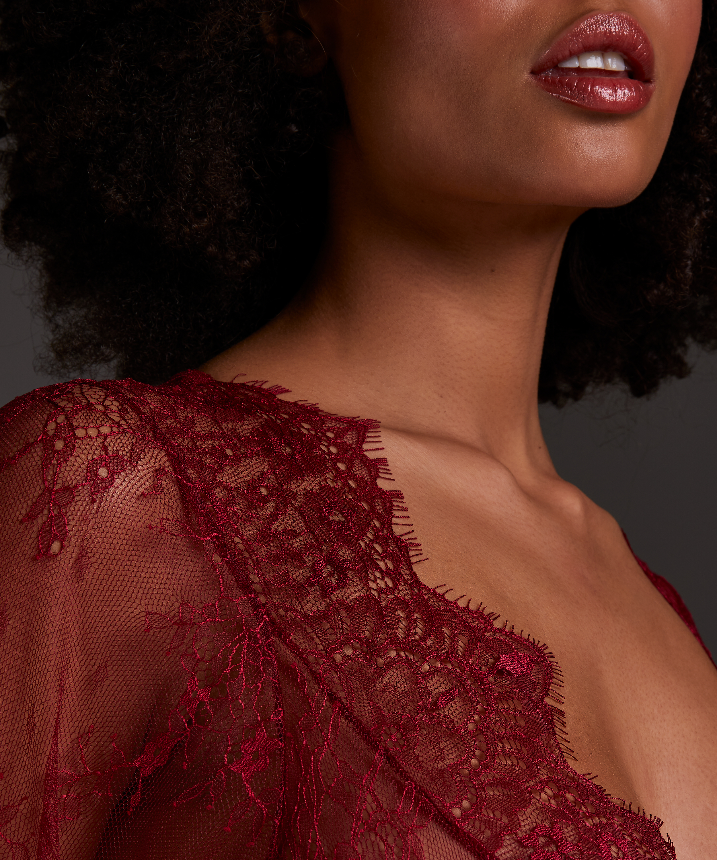 All-over Lace Top, Red, main