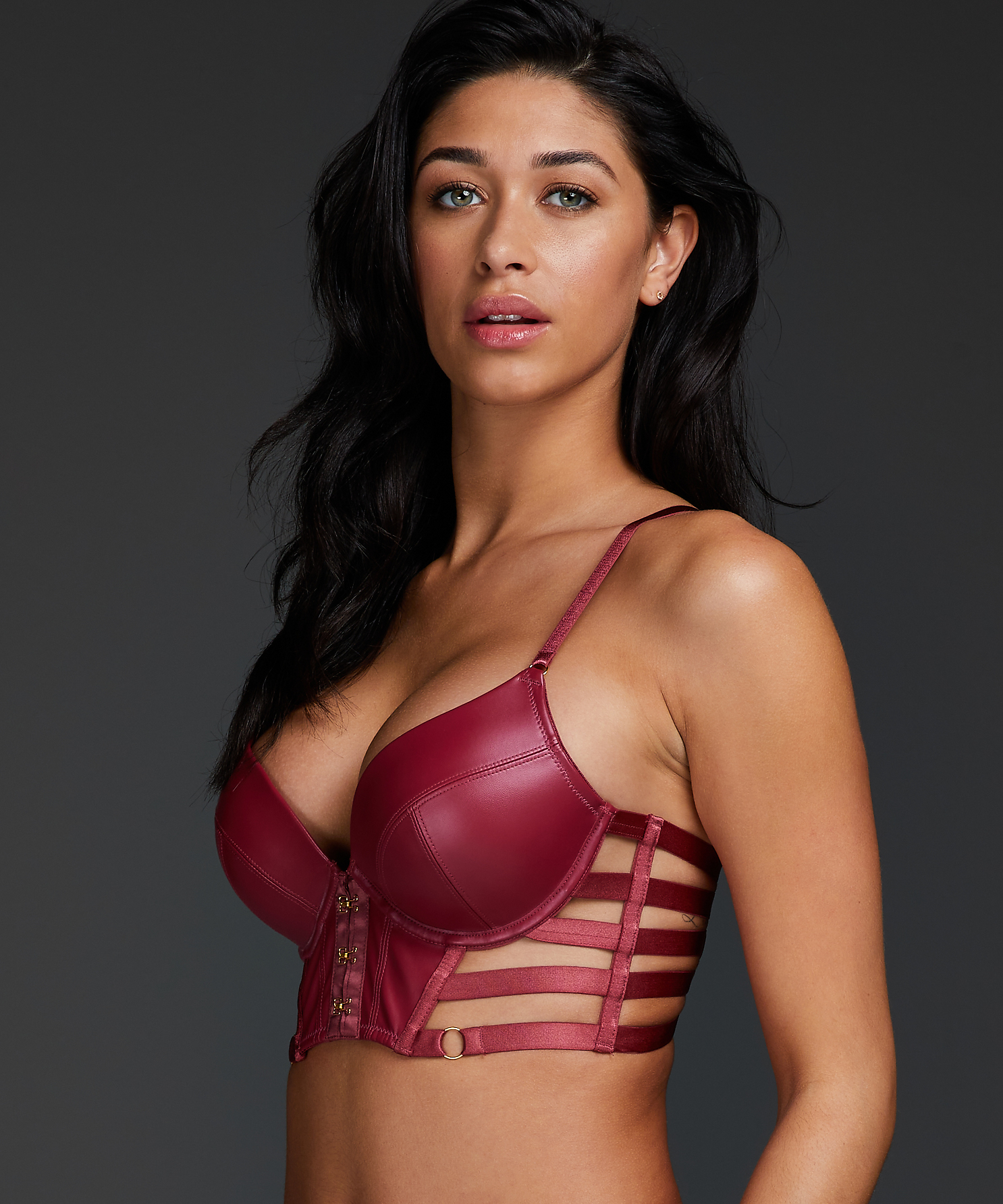 Vicky padded underwired push-up bra, Red, main