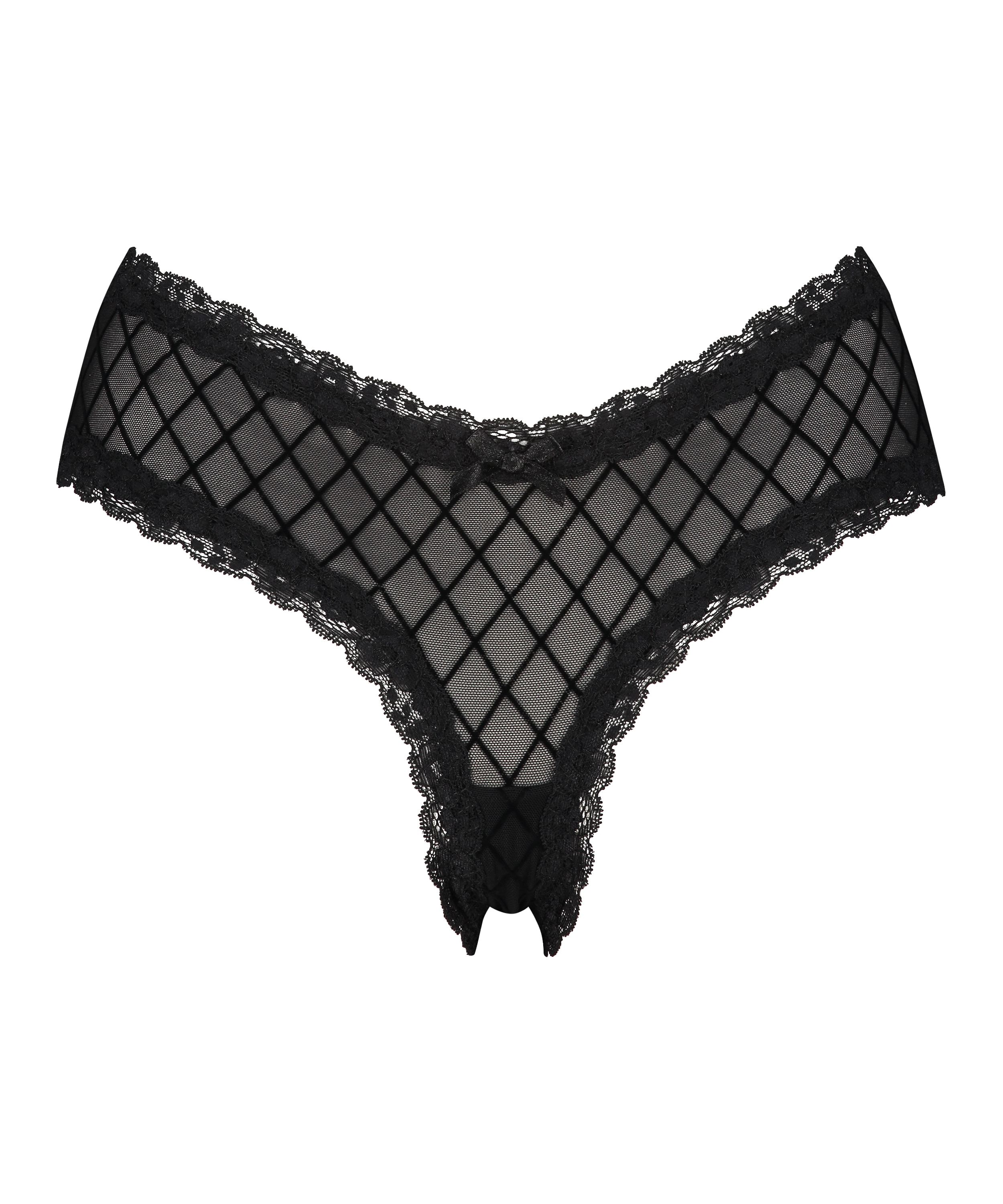 V-shaped Brazilian knickers mesh, Black, main