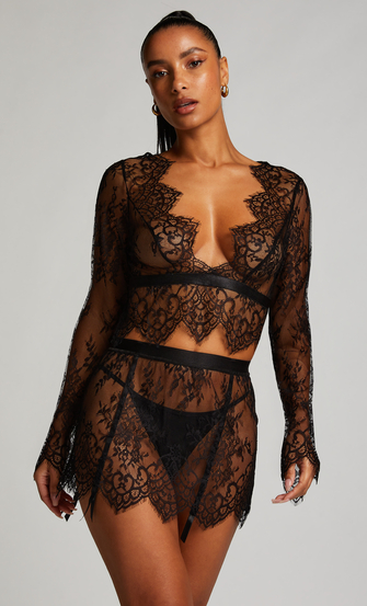 All-over Lace Top, Black