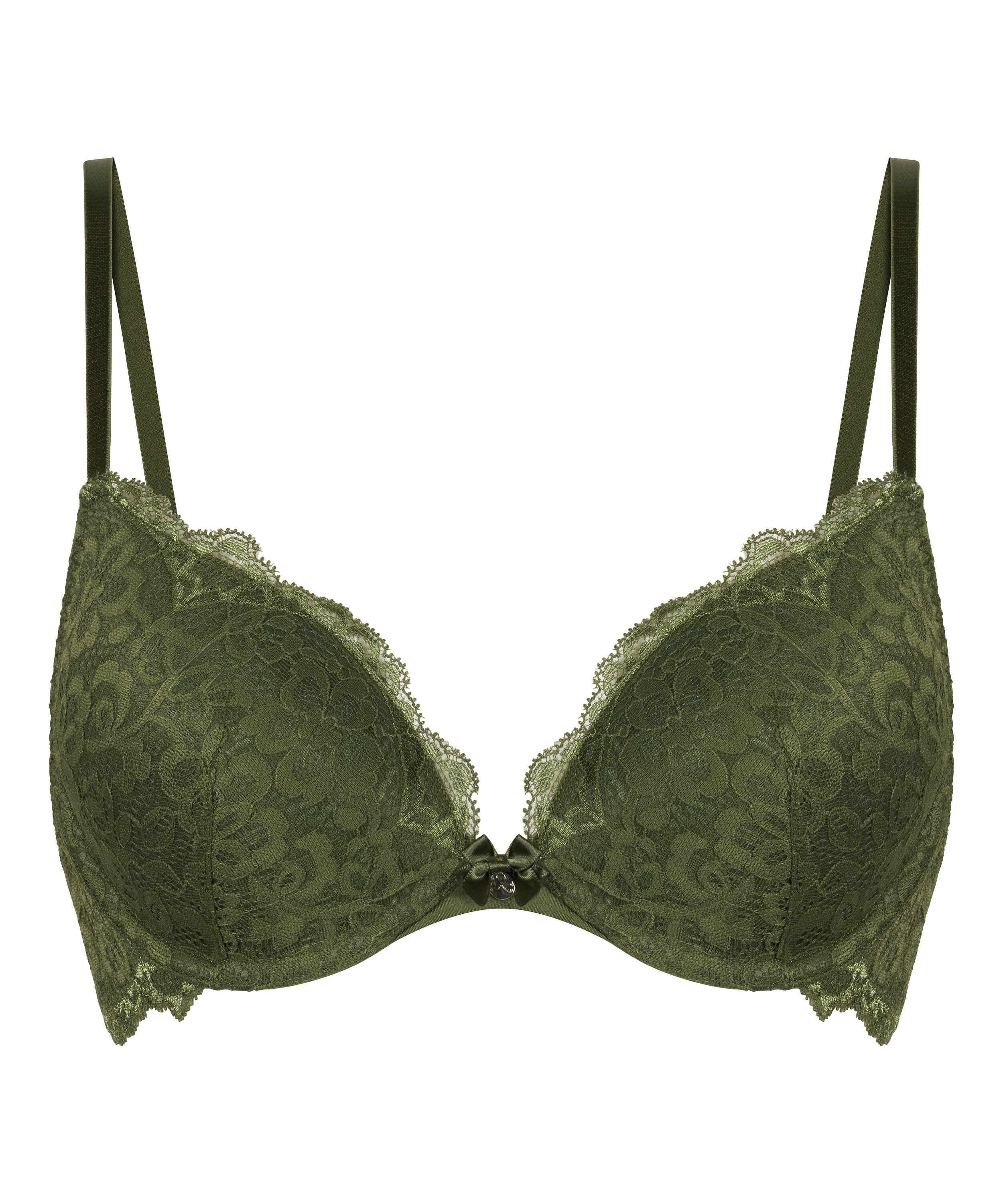 Marine Padded Push-Up Underwired Bra, Green