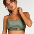 HKMX The Crop Logo Sports Bra Level 1, Green
