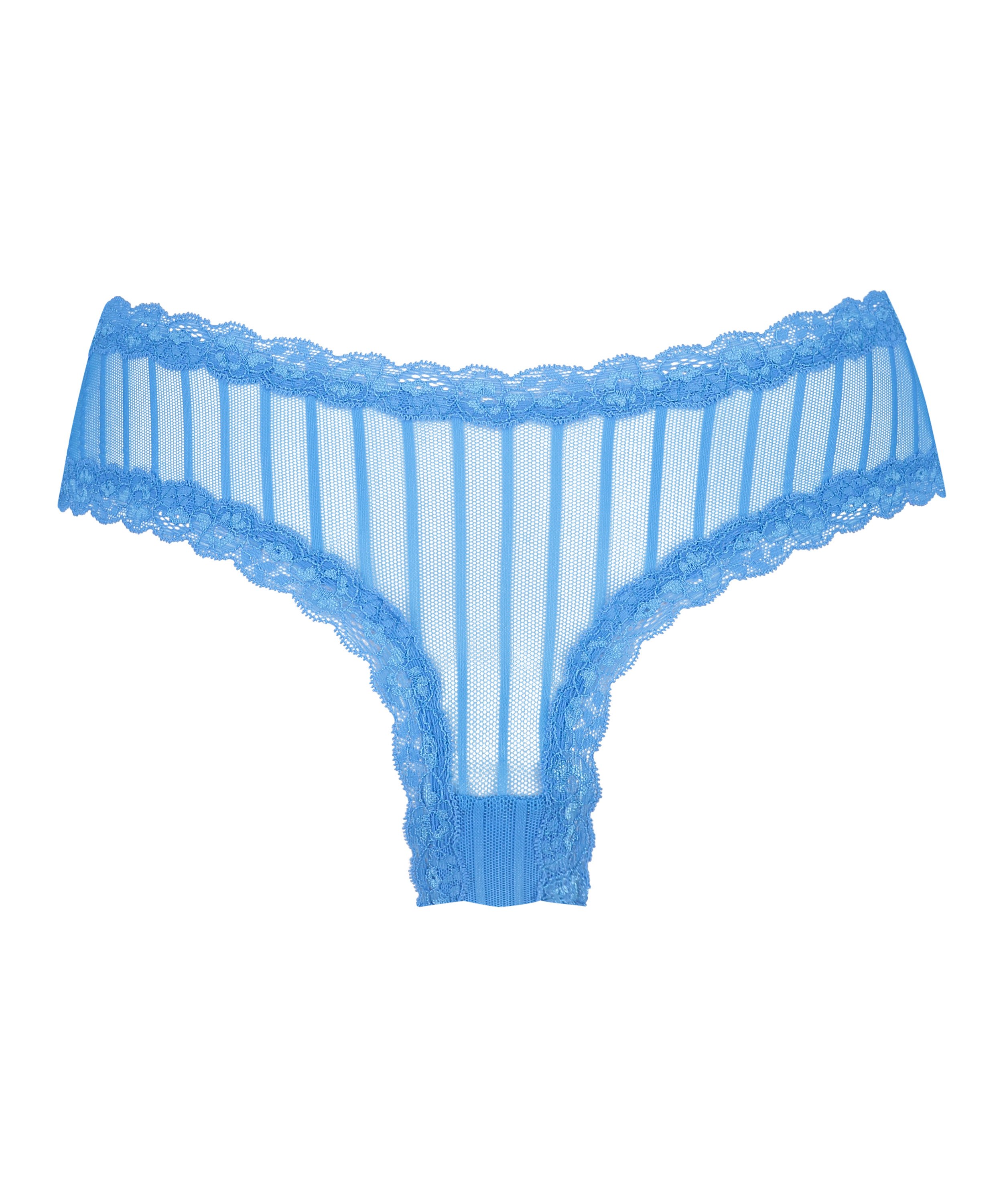 V-shaped Brazilian knickers mesh, Blue, main