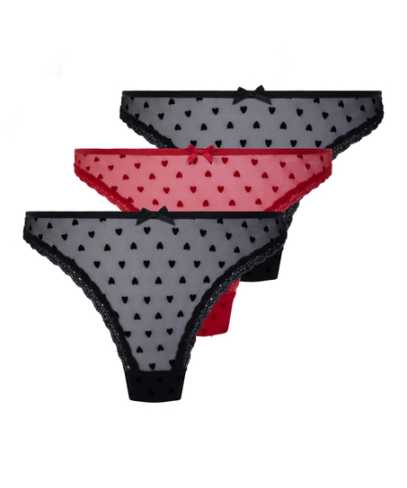 3-pack Thongs, Red