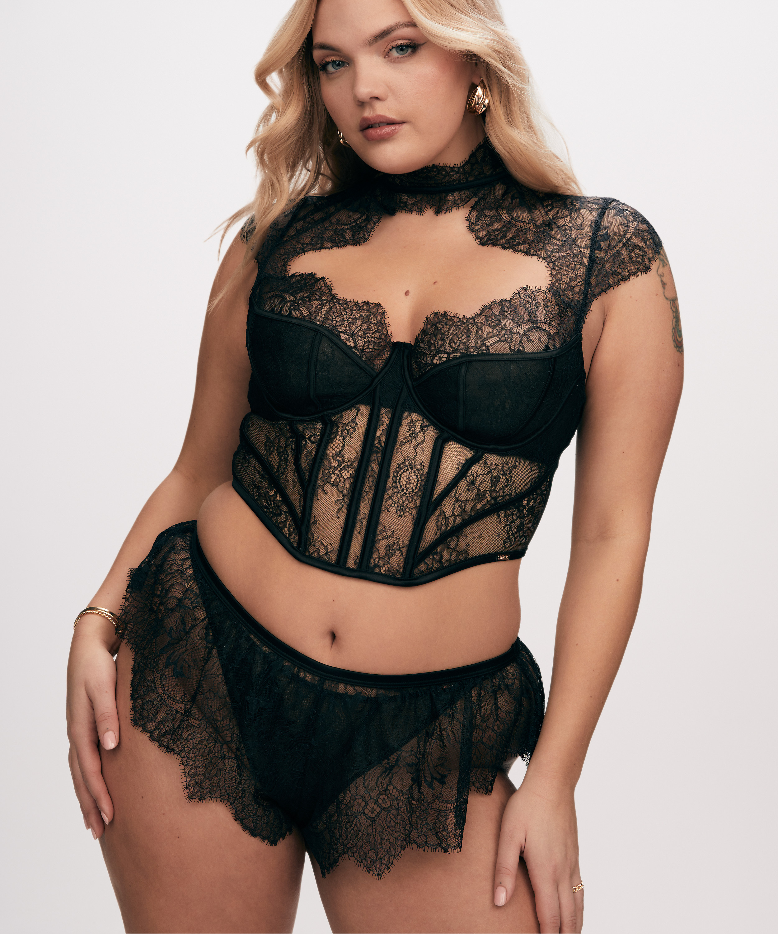 Lace Camille Top, Black, main