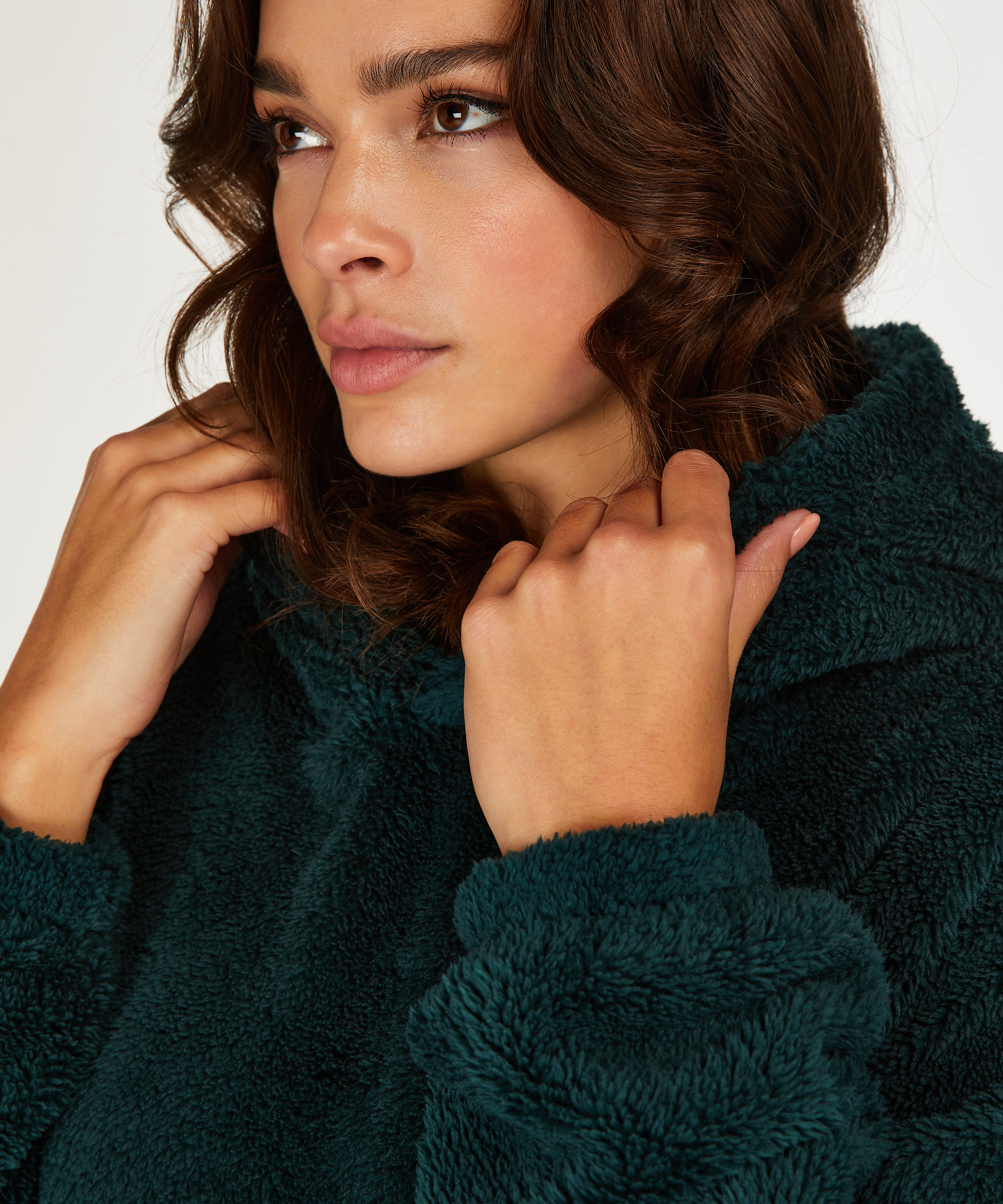 Snuggle Fleece Lounge Dress, Green, main