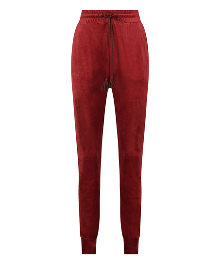 Velour Jogging Bottoms, Red