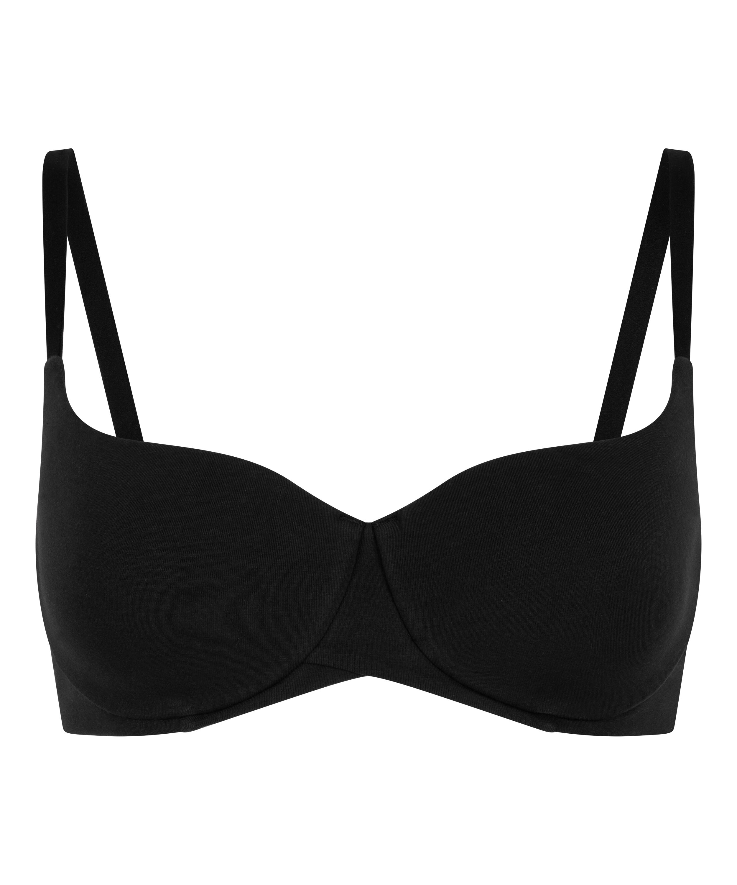 Cotton Padded Underwired Bra, Black