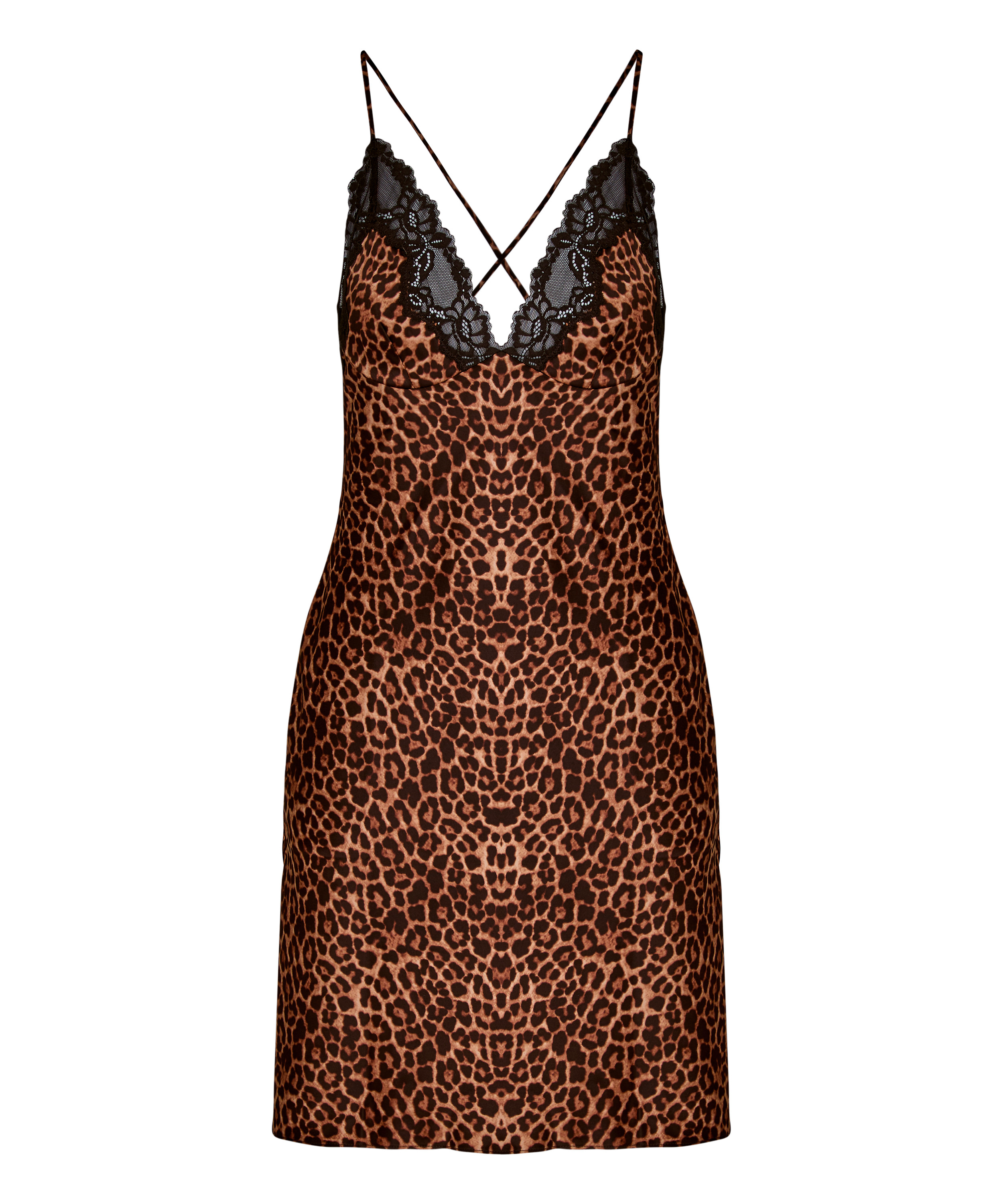 Slipdress Leopard Gabrielle, Black, main