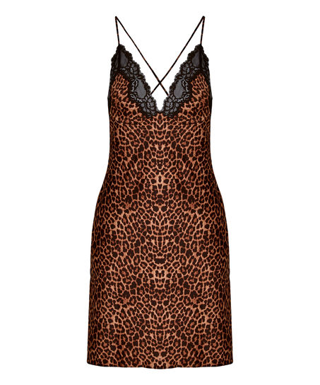 Slipdress Leopard Gabrielle, Black