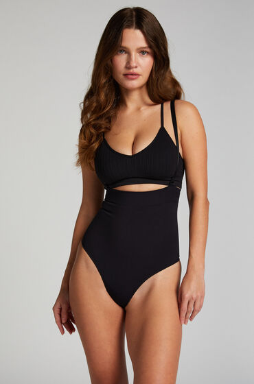 Hunkemöller Seamless Enhancing High Waisted Thong Black