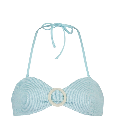 Crinkle Bandeau Bikini Top, Blue